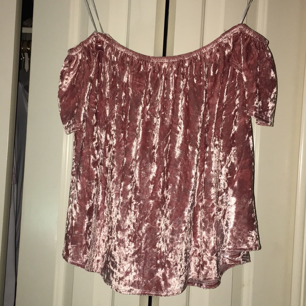 Off the shoulder crushed velvet crop top